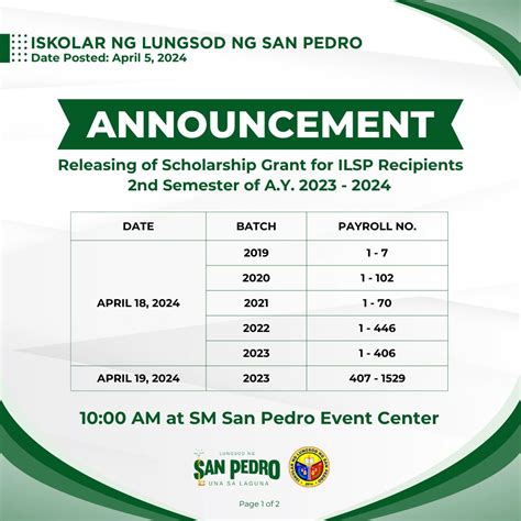 iskolar ng lungsod ng san pedro|Scholarship Program .